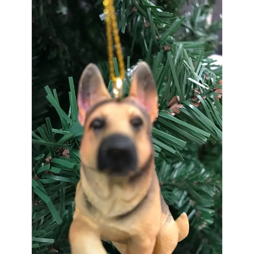 German Shepard Dog Ornament‎ Christmas Tree Tan and Black Raised Paw